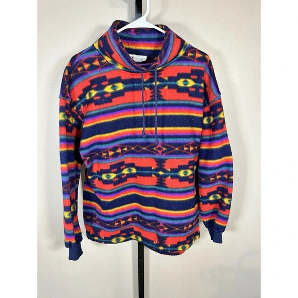 Vtg Aztec Sweatshirt  Pebble Court Pullover Colorful  Granny M - Picture 1 of 7